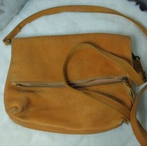 ABLE Foldover Crossbody Leather- Cognac